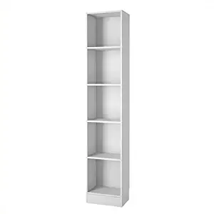 Scranton and Co 5 Shelf Narrow Contemporary Bookcase in White