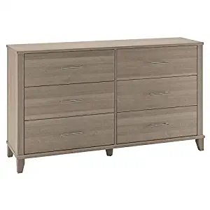 Pemberly Row 6 Drawer Double Dresser in Ash Gray