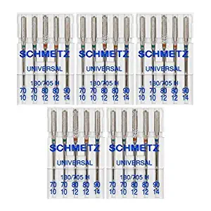 25 Schmetz Assorted Universal Sewing Machine Needles 130/705H 15x1H Sizes 70/10, 80/12, 90/14 (Original Version)