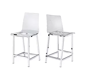 Counter Stools Chrome and Clear (Set of 2)