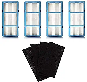 Nispira 4 Replacement HEPA Filter + 4 Charcoal Booster Pre Filter for Holmes AER1 Total Air Filter, HAPF30AT for Purifier HAP242-NUC