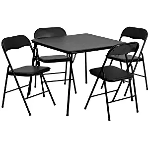 Flash Furniture 5 Piece Black Folding Card Table and Chair Set