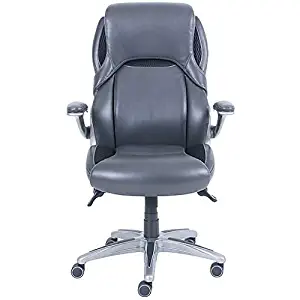 Dormeo Bristol Octaspring Bonded Leather Executive Office Chair, Adjustable Arms, Dark Gray (49583)