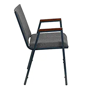 Flash Furniture HERCULES Series Heavy Duty Gray Fabric Stack Chair with Arms
