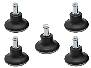 Bell Glides Replacement Office Chair Swivel Caster Wheels to Fixed Stationary Castors, Short Profile Black 5pcs