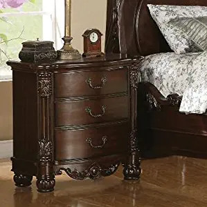 Roundhill Furniture Saillans Solid Wood Construction Fully Assembled Night Stand, Cherry Finish