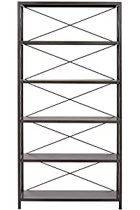 Ryan Metal Bookcase, 5 SHELF, BURNISHED BLACK