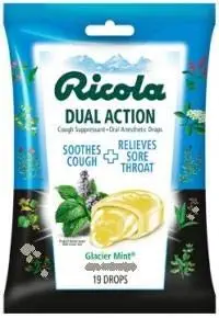 Ricola Extra Strength Cough Suppressant Drops, Glacier Mint, 19 Drops (Pack of 12)