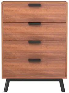 Mainstays Mid Century Modern 4 Drawers Chest in Vintage Umber Finish