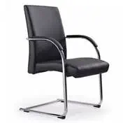 Whiteline Contemporary Modern Clemson Faux Leather Visitor Office Chair, Black