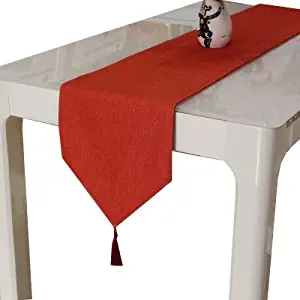 JLXJ Solid Color Table Runner, Farmhouse Classic Cotton Linen Table Cloth, Modern Simple Dresser Scarf for Indoor Outdoor Events (Color : Red, Size : 30cm x 200cm (12" x 79"))