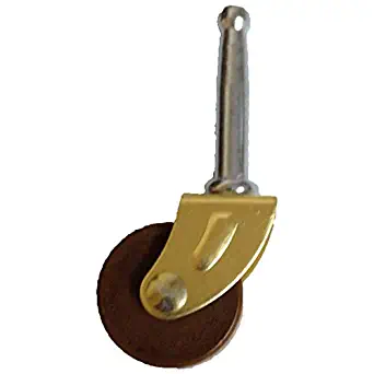 Brass Stem Small W/Wood Wheel Furniture Caster | Caster Wheels for Hoosier Cabinets, Chairs, Kitchen Tables, Dressers & Other Antique or Modern Furniture | C-4 (4)