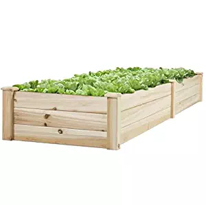 New 8’ x 2’ Wood Garden Raised Bed Vegetables Planter Kit Elevated Box Flower Gardening Grow Plant Herb Cedar Outdoor Patio Backyard Pots Wooden