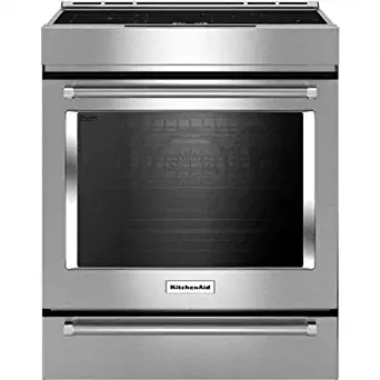 KitchenAid 4-Element Induction Slide-In Convection Range with Baking Drawer 30-Inch, Stainless Steel KSIB900ESS