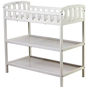 Dream on Me - Emily Changing Table - White - Nursery Room - Nursery Furniture - Traditional Design in a Solid Pine Wood Construction - 2 Shelves - Non-toxic Finish