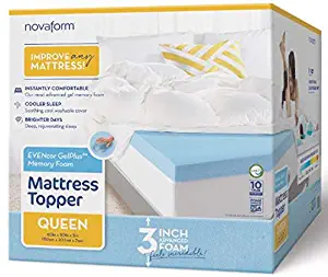 Novaform 3” EVENcor GelPlus Gel Memory Foam Mattress Topper with Cooling Cover