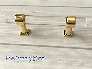 2.5" 3" 3.5" 4.25" 4.5" 5" 5.5" Acrylic Drawer Pull Lucite Cabinet Handle Gold 76mm 96mm 1PCs (76)