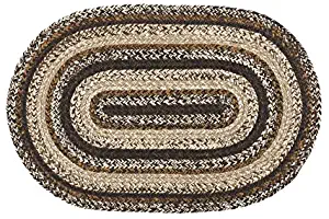 IHF Home Decor Chestnut Lane | Oval Accent Floor Carpet for Office, Living Room, Porch, Dormitory | Thick Multicolored Braided Area Rugs | 100% Natural Jute Fabric Mat - Diameter 20" x 30"