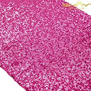 12x108-Inch Hot Pink Sparkly Sequin Table Runner Glitz Sequin Table Runner for Wedding Part/Event Linen (Hot Pink)