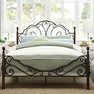 LeAnn Graceful Scroll Bronze Iron Full-sized 4 Poster Bed