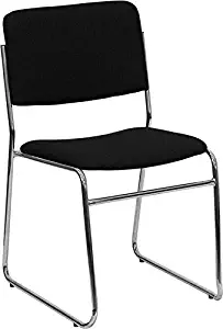 Heavy Duty Sled Base Black Fabric Stack Office Chair - Waiting Room Chair 1000 lbs