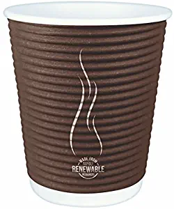 Disposable Insulated To Go Ripple Biodegradable Hot Coffee Cups [8 oz ]