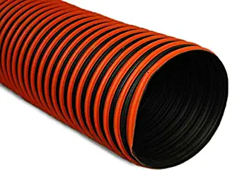 Spring Steel Wire Reinforced Vacuum Lawn Leaf Flexible Black Polypropylene Hose, 8", 25 Ft