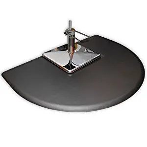 Top-of-the-Line Barber Salon Anti Fatigue Semicircle Floor Mat in Black w/ Square-Base Chair Impression (SHIPS FREE!)