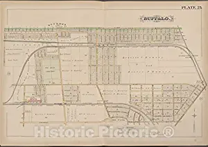 Historic Map - 1891 Buffalo,New York (N.Y.) Plate No. 25 [ bounded by Kenmore Ave, Main St, Amherst St, N. Elmwood Ave, Grove St.] - Vintage Wall Décor - 62in x 44in