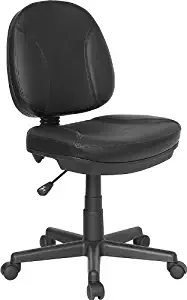 Flash Furniture Mid-Back Black Leather Swivel Ergonomic Task Office Chair with Back Depth Adjustment