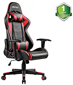 Merax PC Gaming Chair Racing for Adults/Teens/Kids Computer Office Chair Ergonomic High Back Reclining Executive Chair Comfortable for Gamers/Office Users (Black&Red: 250lbs)