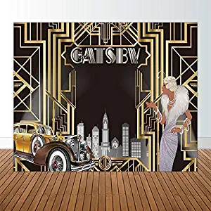 Allenjoy 10x8ft The Great Gatsby Themed Backdrop for Adult Celebration Retro Roaring 20s Graduation Party Art Fashion Decor Birthday Wedding Decoration Pictures Background Supplies Photo Booth Prop