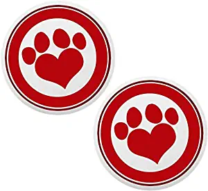 Set of 2 Red Paw Print with Border Ceramic Cabinet Drawer Knobs