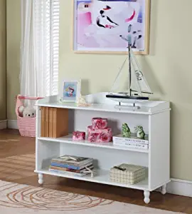 King's Brand Furniture - White Wood Children's 2-Shelf Bookcase Display Cabinet