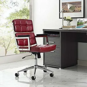 Modway Portray High Back Faux Leather Modern Office Chair In Red