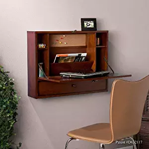 SEI HO8290 Southern Enterprises Willingham Wall Mount Folding Laptop Desk, Dark Brown