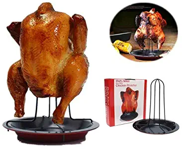 Stainless Steel Vertical BBQ Roasting Holder Beer Can Chicken Holder with Drip Pan Dishwasher Non-Stick Oven Cooking Tools Safe Barbecue Access for Thanksgiving Day Christmas Combination Grill Brushe