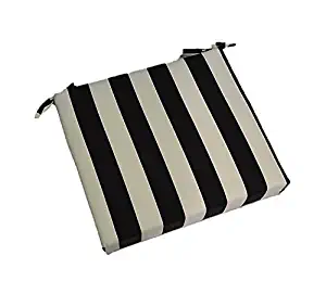 Resort Spa Home Decor Indoor/Outdoor Black and White Stripe Universal 2” Thick Foam Seat Cushion with Ties for Dining Patio Chair - Choose Size (18" x 18")