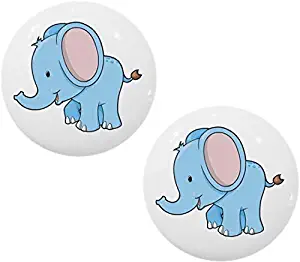 Set of 2 Baby Elephant with Big Ears CERAMIC Cabinet Drawer Knobs
