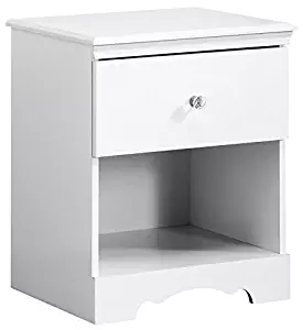 South Shore Crystal 1-Drawer Nightstand, Pure White with Crystal-Like Knob