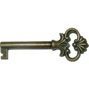 Antique Brass Skeleton Key Hollow Barrel for Antique Cabinet Doors, Dresser Drawers, Grandfather Clock - Vintage, Old Furniture | KY-5