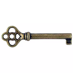 KY-3AB ANTIQUE BRASS SKELTON KEY PLATED HOLLOW BARREL KEY + FREE BONUS (SKELETON KEY BADGE)