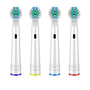 Best Electric Toothbrush Head Replacements Compatible with Oral B Braun, Round Heads & Soft Bristles，4 Count（Precision Clean）