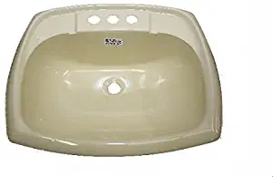 17" x 20" Bone Rectangular Lavatory Sink for Mobile Homes Includes Drain