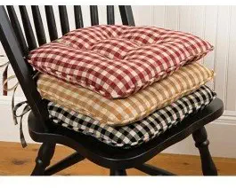 Home Collection by Raghu Heritage House Check Chair Pad, 16 by 16-Inch, Barn Red/Nutmeg