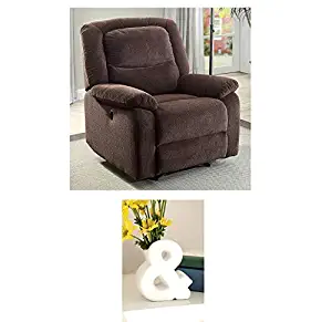 Push-Button Recliner Chair with Neck Pillow (Brown)