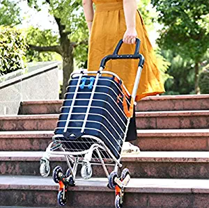 Folding Shopping Cart Portable Grocery Utility Lightweight Stair Climbing Cart with Rolling Swivel Wheels and Removable Waterproof Canvas Removable Bag