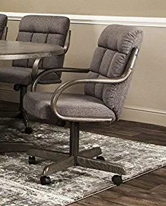 Caster Chair Company Garrett Swivel Tilt Caster Arm Chair in Smoke Tweed Fabric