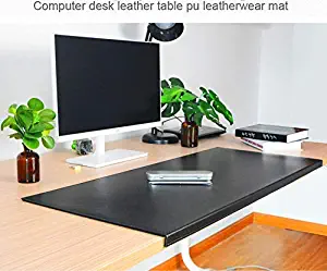 Non-Slip 35.4"x 18.9" Soft Leather Surface Office Desk Mouse Mat Pad with Full Grip Fixation Lip Table Blotter Protector（Black)
