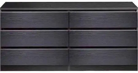 Laguna Double 6-Drawer Dresser, Black Wood Grain